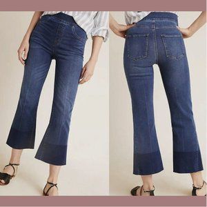 NWT $128 Spanx [ Small ] Cropped‎ Flare Fray Hem Jeans in Blue Medium Wash